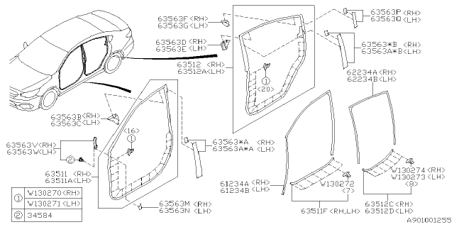 2022 Subaru Legacy WSTR DR F RH Diagram for 63511AN20A