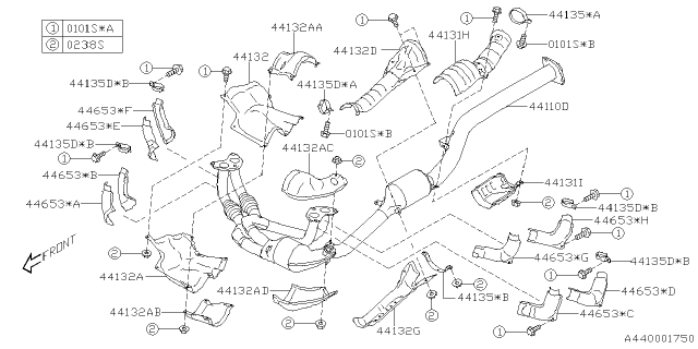2025 Subaru Impreza PIPE COMPL-EXH FR Diagram for 44620AF010