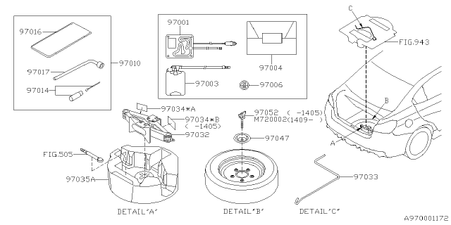 2021 Subaru WRX 4 Cyl 2.0L 6MT Base Tool Kit & Jack Diagram 4