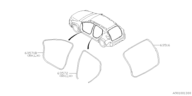 2025 Subaru Crosstrek WSTR DR R GATE Diagram for 63516FN001