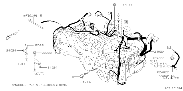 2023 Subaru Crosstrek 4 Cyl 2.0L 6MT Premium Engine Wiring Harness Diagram 2