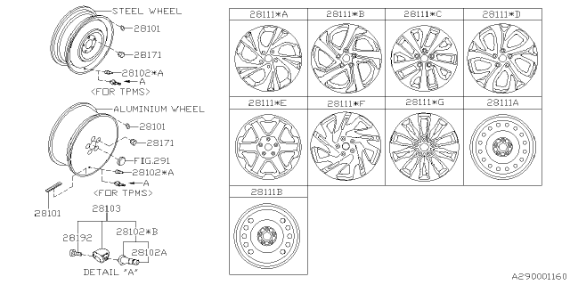 2022 Subaru Legacy VALVE TPMS ASSY US Diagram for 28103FL00D