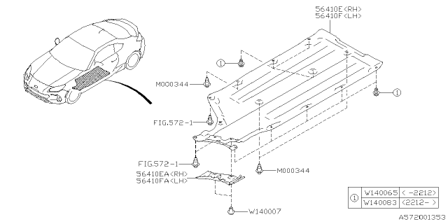 2023 Subaru BRZ UNDER COVER R RH Diagram for 56411CA002