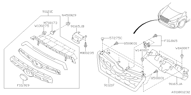 2025 Subaru Forester 4 Cyl 2.5L Wilderness w/Eyesight Front Grille Diagram 2
