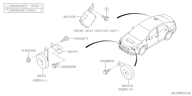 2022 Subaru WRX HORN ASSY(L) Diagram for 86012VC010