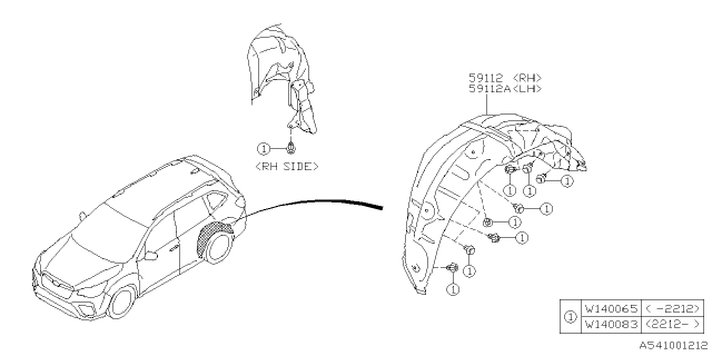 2024 Subaru Forester MUD GUARD R LH Diagram for 59122SJ011
