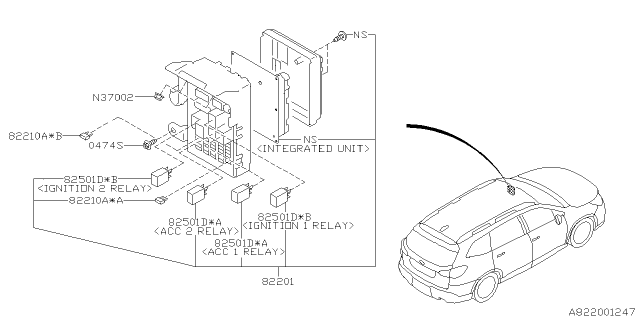 2022 Subaru Ascent Joint Box Assembly LH Diagram for 82201XC23A