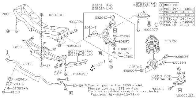 2021 Subaru WRX ARM ASSY F ALUMI LH Diagram for 20202VA011
