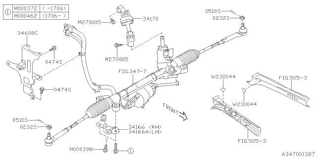 2021 Subaru WRX 4 Cyl 2.0L 6MT Base Power Steering Gear Box Diagram 2