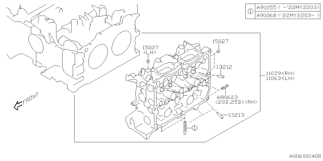 2022 Subaru Crosstrek HEAD ASSY-CYL LH Diagram for 11063AB891