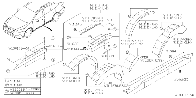 2023 Subaru Outback 4 Cyl 2.4L R Onyx Outer Garnish Diagram 2