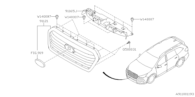 2022 Subaru Ascent Grille Assembly F Diagram for 91121XC02A