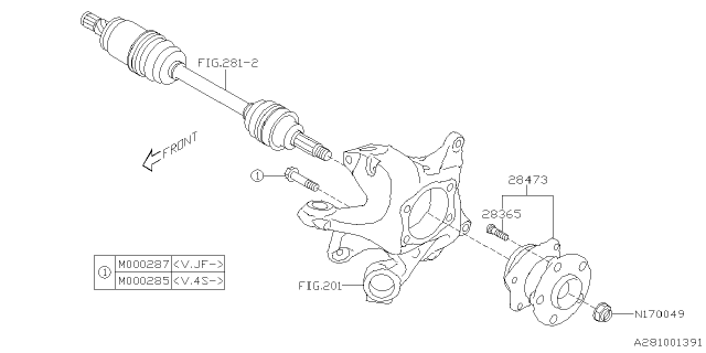 2025 Subaru Crosstrek Rear Hub & Bearing Diagram for 28473XC00E