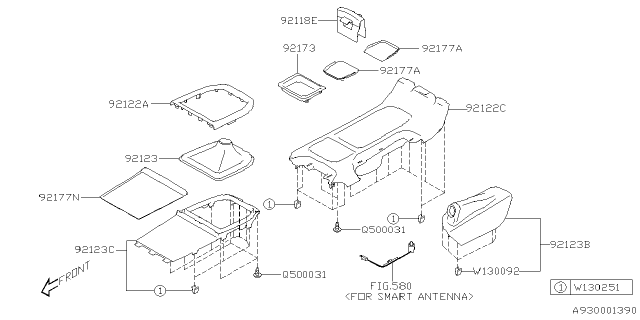 2022 Subaru WRX 4 Cyl 2.4L 6MT Base Console Box Diagram 2