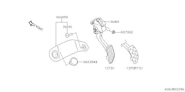 2025 Subaru Impreza PLATE ASSY Diagram for 36051FN010