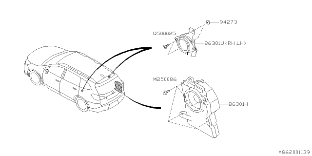 2024 Subaru Ascent 4 Cyl 2.4L Limited 8-Passenger w/Eyesight Audio Parts - Speaker Diagram 3