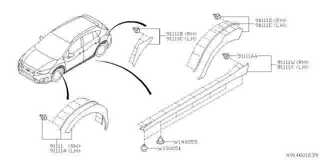 2022 Subaru Crosstrek 4 Cyl 2.5L CVT Sport w/Eyesight Outer Garnish Diagram 2