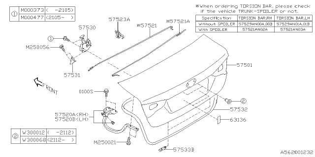 2025 Subaru Legacy 4 Cyl 2.5L Limited Sedan Trunk & Fuel Parts Diagram 3