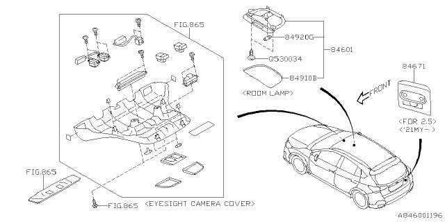 2023 Subaru Crosstrek 4 Cyl 2.0L 6MT Premium Lamp - Room Diagram 2