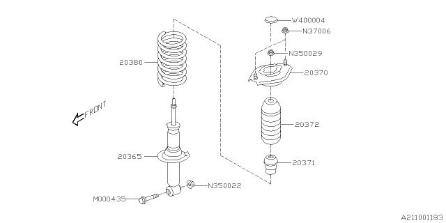 2022 Subaru Crosstrek Shock Absorber Complete Rear Diagram for 20365FL661