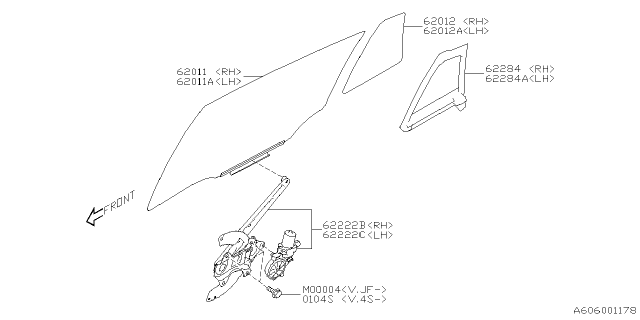 2025 Subaru Crosstrek 4 Cyl 2.0L Eyesight Door Parts - Glass & Regulator Diagram 2