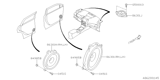 2024 Subaru Forester 4 Cyl 2.5L Sport w/Eyesight Audio Parts - Speaker Diagram 2
