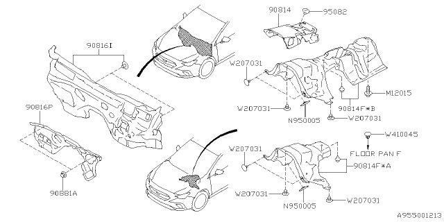 2023 Subaru WRX 4 Cyl 2.4L 6MT Base Floor Insulator Diagram 2