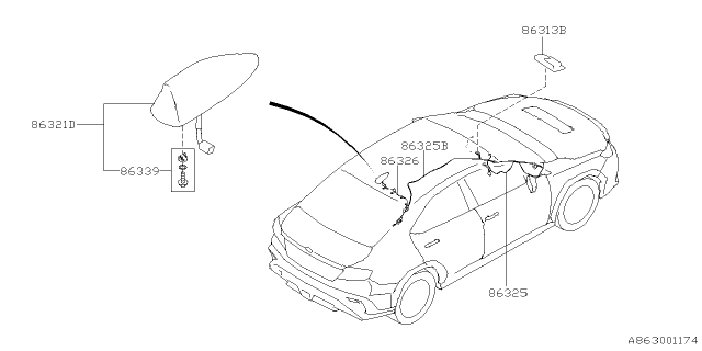 2024 Subaru WRX Antenna Assembly Diagram for 86321VC360TQ
