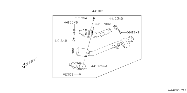 2022 Subaru WRX PIPE AY CTR-EXH,R Diagram for 44611AB010
