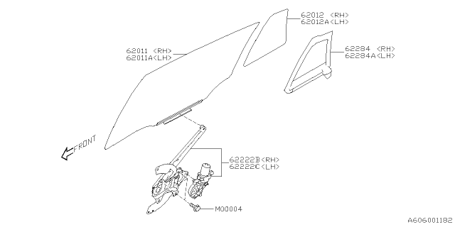 2025 Subaru Impreza 4 Cyl 2.0L Eyesight Door Parts - Glass & Regulator Diagram 2