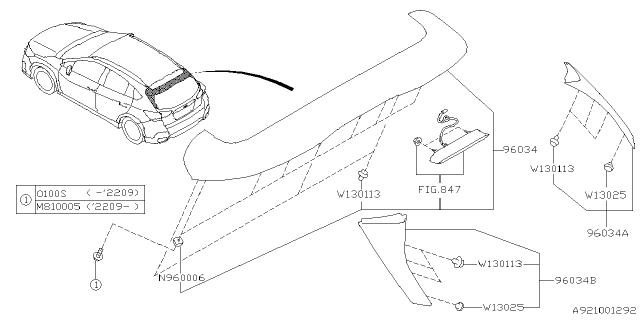 2022 Subaru Crosstrek 4 Cyl 2.0L CVT Eyesight Spoiler Diagram 2
