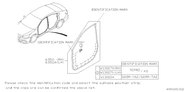 2025 Subaru Legacy 4 Cyl 2.5L Limited Sedan Weather Strip Diagram 3