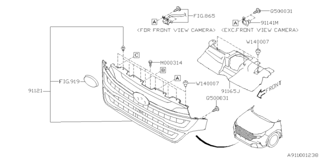 2025 Subaru Forester GRILLE ASSY F BB Diagram for 91121SL040