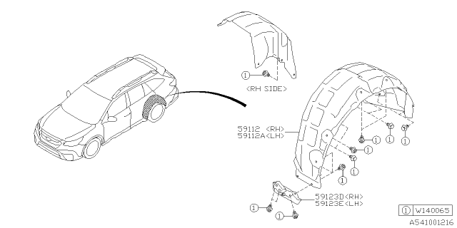 2025 Subaru Outback 4 Cyl 2.5L Base Mudguard Diagram 2