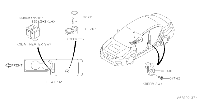 2021 Subaru WRX 4 Cyl 2.0L 6MT Base Switch - Instrument Panel Diagram 2
