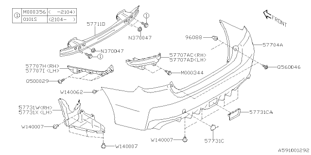 2021 Subaru WRX 4 Cyl 2.0L 6MT Base Rear Bumper Diagram 2
