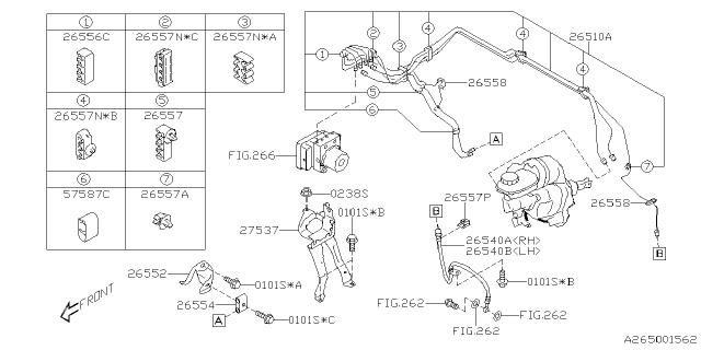2024 Subaru Impreza BRAKE HOSE F RH Diagram for 26540FN001