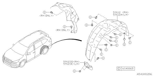 2024 Subaru Ascent 4 Cyl 2.4L Base w/Eyesight Mudguard Diagram 2