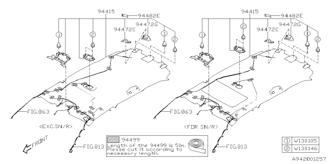 2025 Subaru Outback 4 Cyl 2.5L Onyx Roof Trim Diagram 2