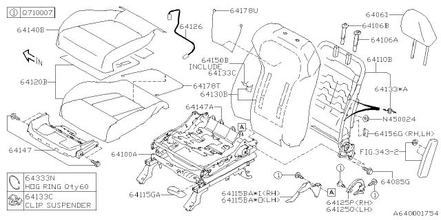 2022 Subaru Ascent St Cover Assembly B RFLH Diagram for 64150XC21AVH