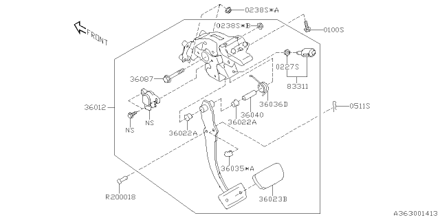2025 Subaru Forester 4 Cyl 2.5L Hybrid Premium Pedal System Diagram 2