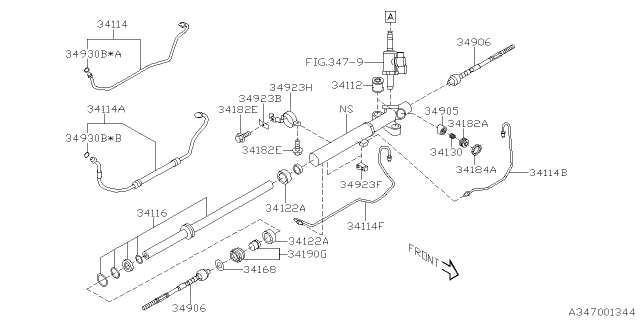 2021 Subaru WRX 4 Cyl 2.0L 6MT Base Power Steering Gear Box Diagram 3