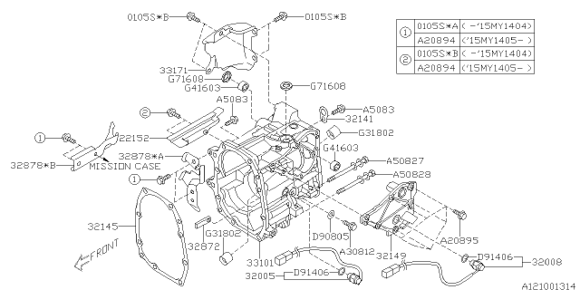 2021 Subaru WRX 4 Cyl 2.0L 6MT Base Manual Transmission Transfer & Extension Diagram 2