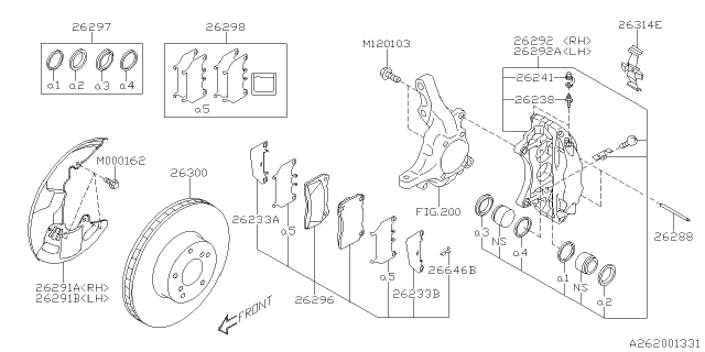 2021 Subaru WRX 4 Cyl 2.0L 6MT Limited Front Brake Diagram 2