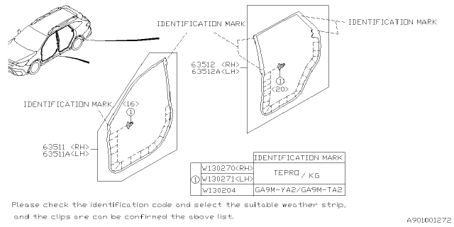 2025 Subaru Outback 4 Cyl 2.5L Base Weather Strip Diagram 2