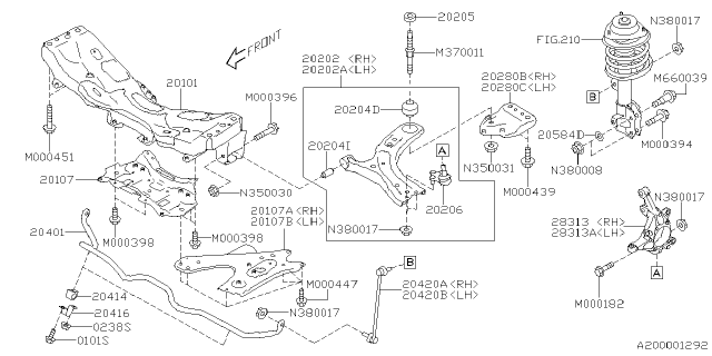 2025 Subaru Impreza ARM ASSY F RH Diagram for 20202FN000