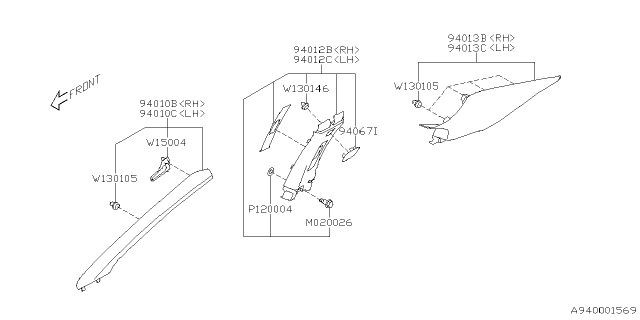 2024 Subaru WRX TRIM PNL AY A PL LH Diagram for 94010FL112VH