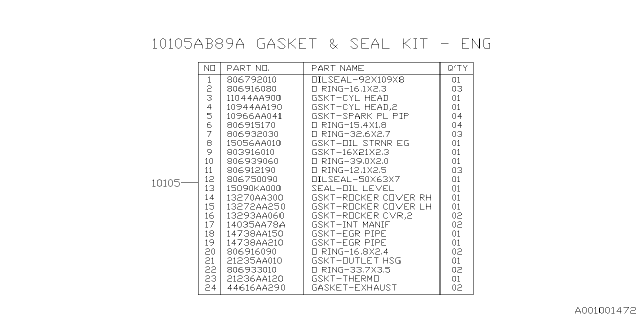 2025 Subaru Outback 4 Cyl 2.5L Touring Engine Assembly Diagram 2