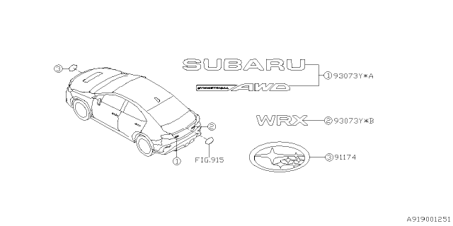 2025 Subaru WRX ORNAMENT F SIX Diagram for 93013VC030