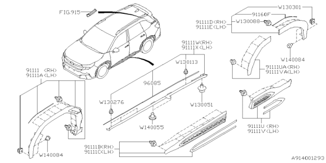 2025 Subaru Forester GARNISH AY DR R HRH Diagram for 91112SL420